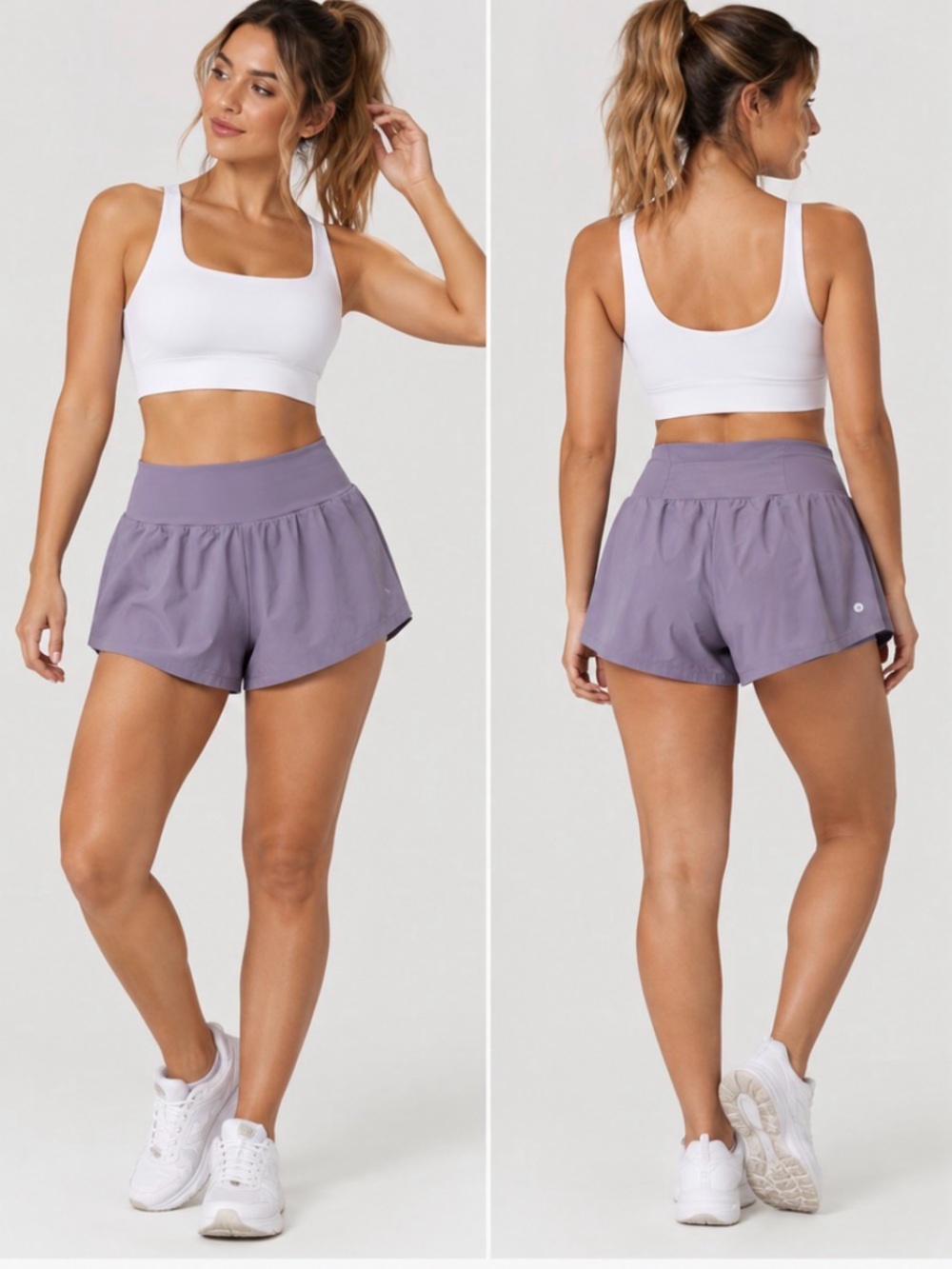 Halara SoftlyZero High Waisted 2 in 1 Running Shorts Womens XL 3" Dusty Lavender